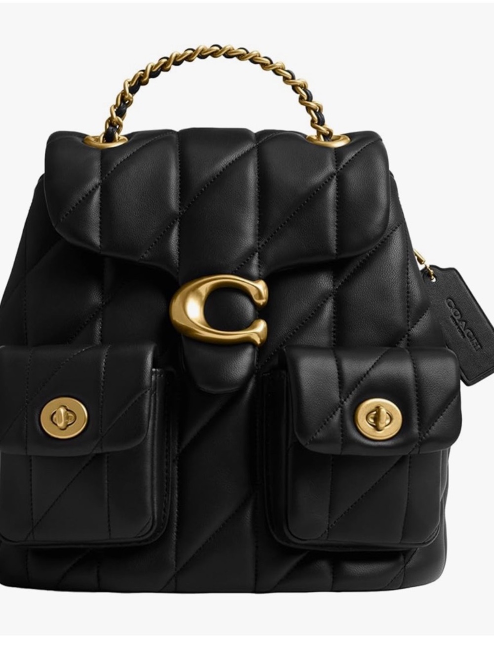 Coach Black Quilted Leather Backpack with Gold Hardware